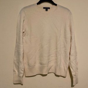 Land's End Cashmere Crewneck Sweater in Ivory, Size Small